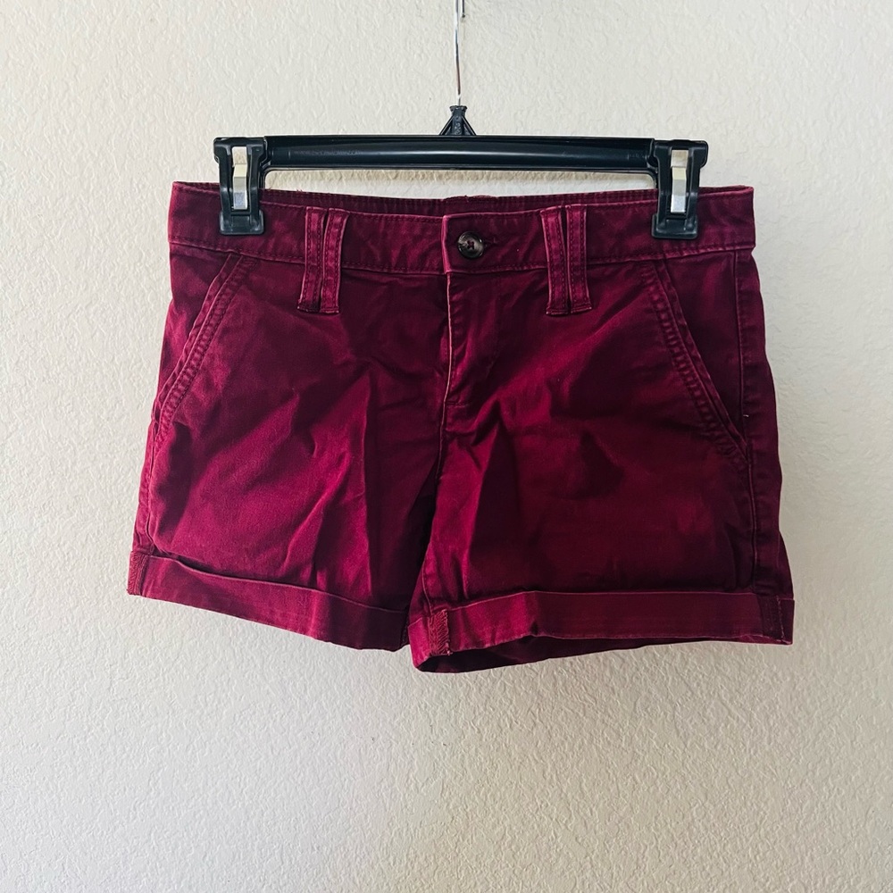 Arizona Jean Company Burgundy Roll-Hem Cotton Shorts